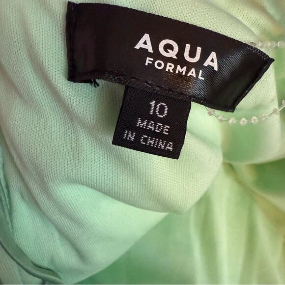 AQUA Formal Women’s Sequin Tie Back Floor Sweeping Gown Green Sz 10 - Picture 7 of 10